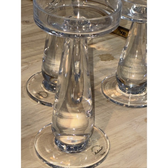 Hand Blown Glass Candleholders Set Of 3 Pillar - Picture 14 of 15